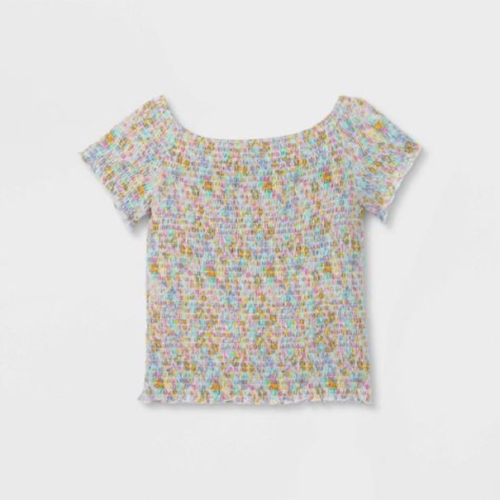 Girls short sleeve smocked top/ Size L / new w/ tag